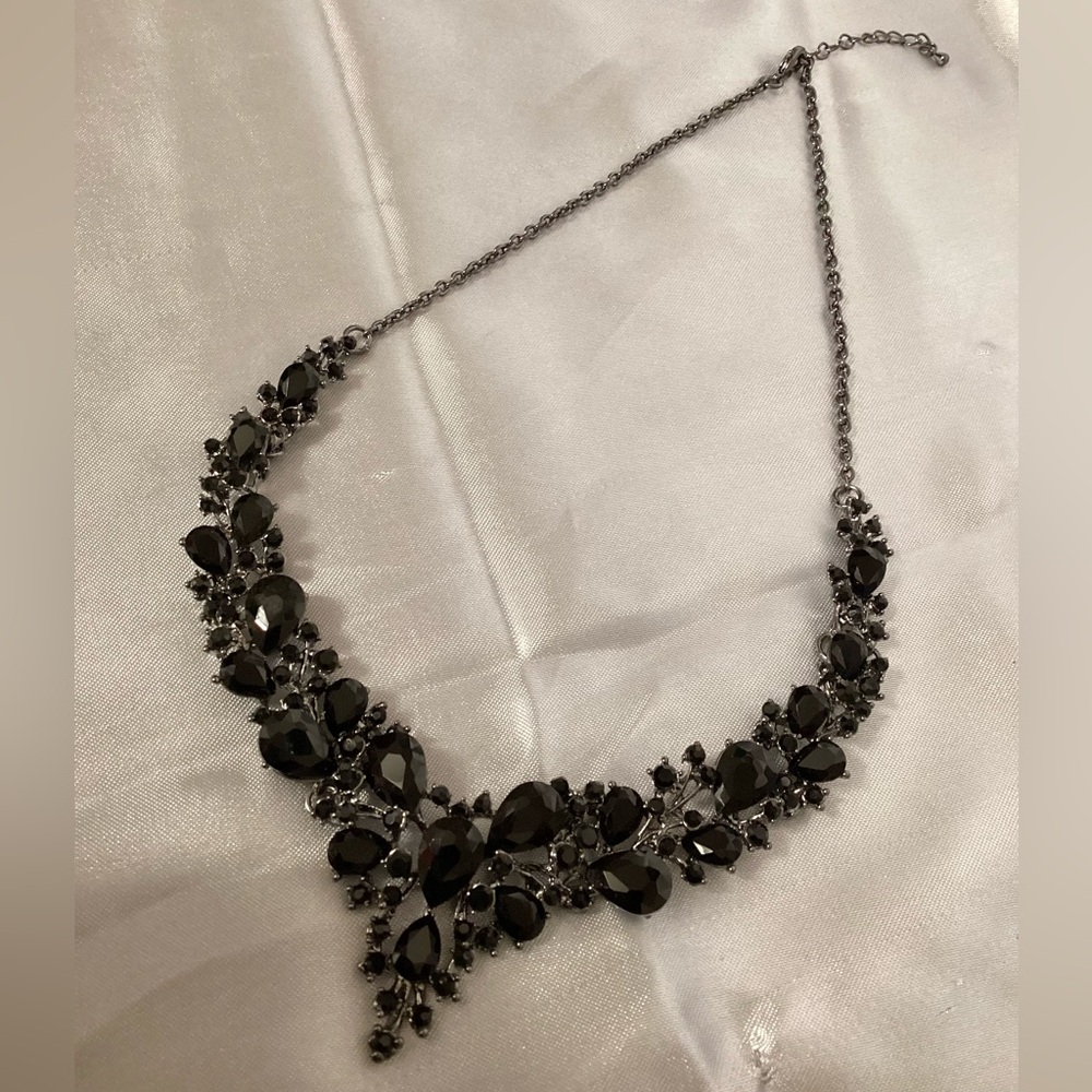 Black Rhinestone Statement Necklace - Picture 6 of 6